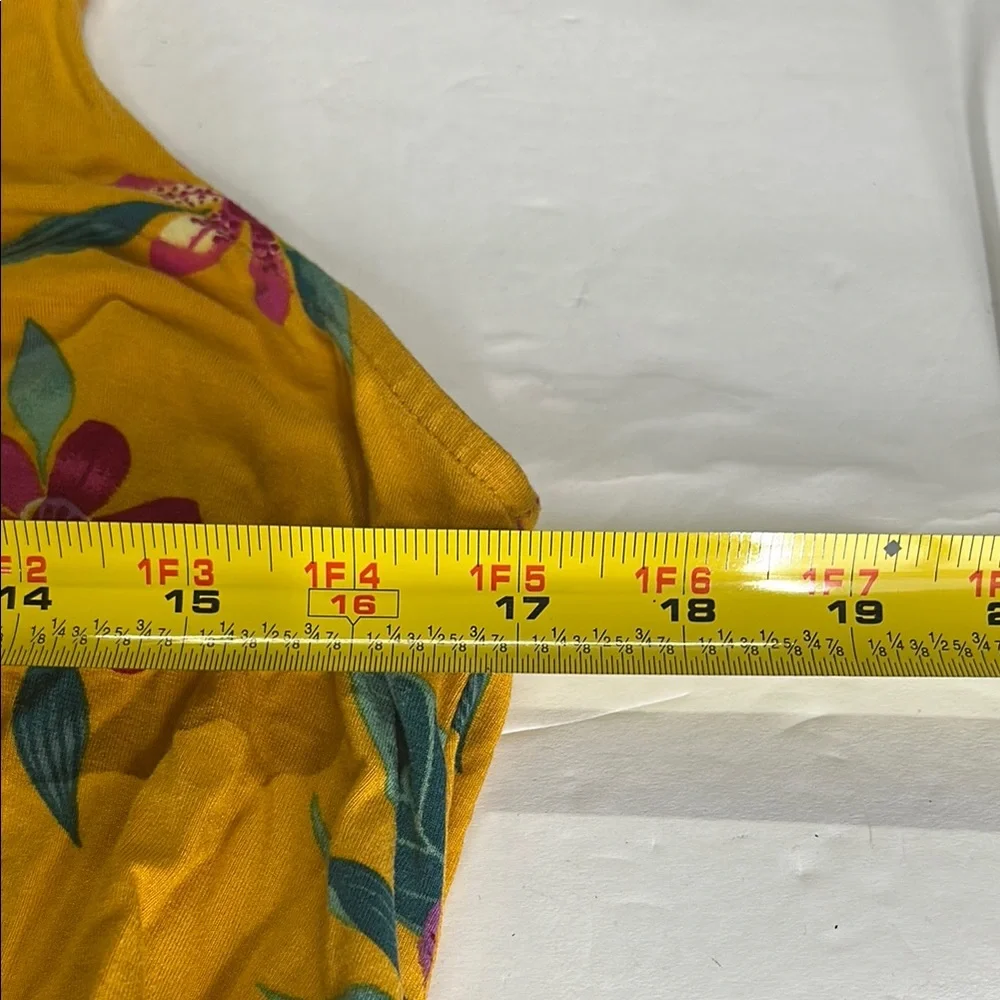 Old Navy Floral Mini swing Dress Yellow Purple L floral viscose tropical summer - Picture 11 of 11